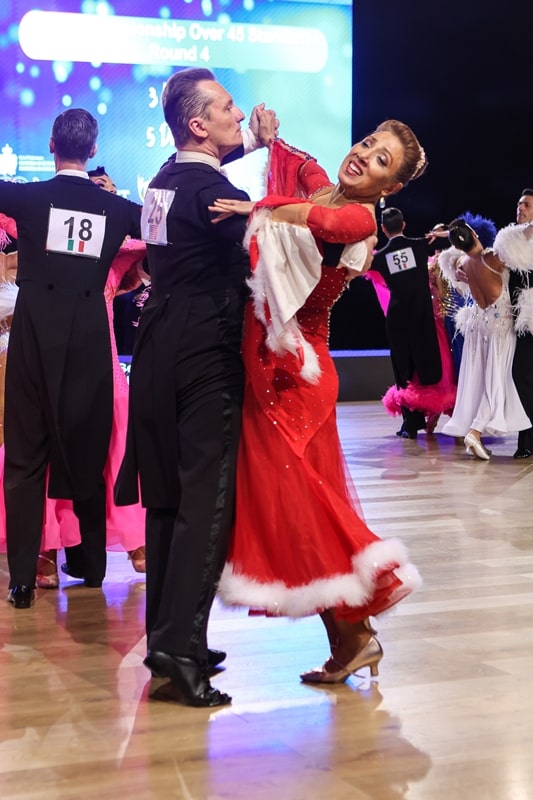 Denis Kojinov and Jeanette Chevalier (USA) dance Waltz at 2025 CSIT World 10-dance championships in San Marino